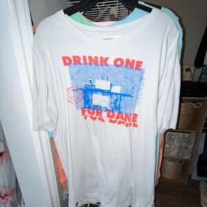 Graphic Tee with Blue and Red Print